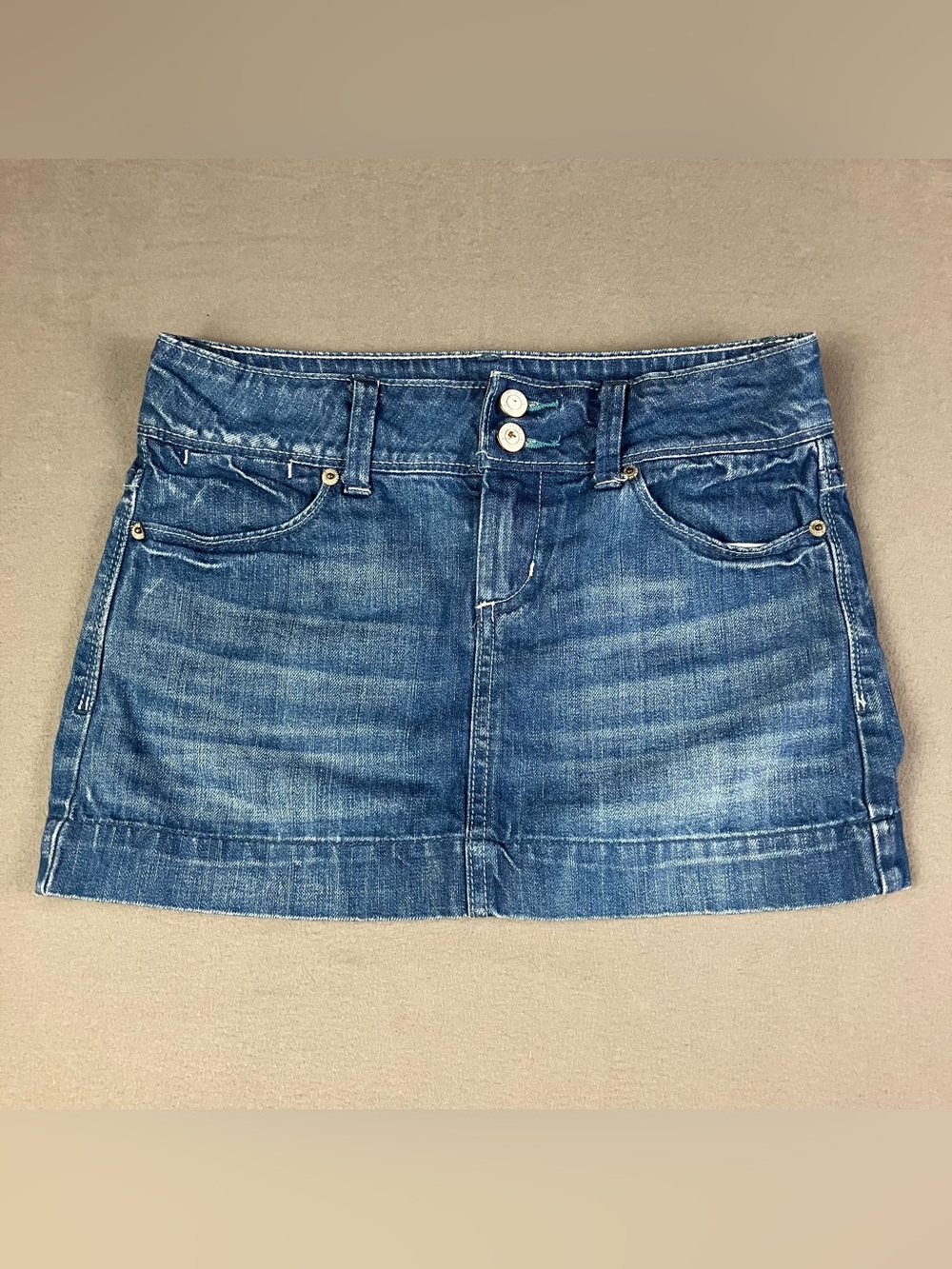 American Eagle Women’s Size 0 Denim Jean Mini Skirt Low Rise Blue